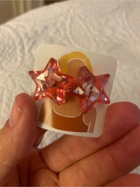 Pink Star Resin Stud Earrings